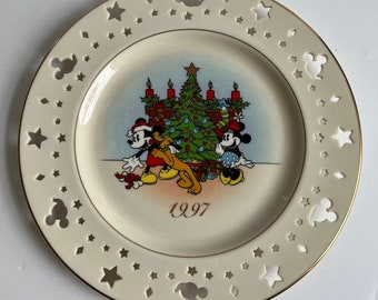 Vintage Lenox Disney Collectible Plate, 1997, Mickey & Co Trimming Trio