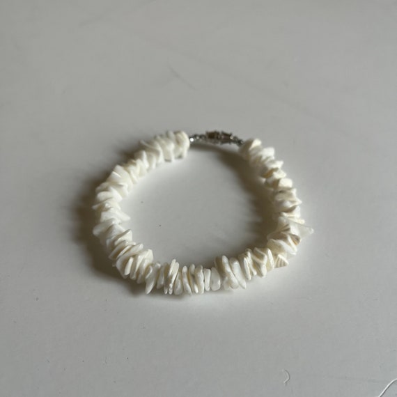 Y2K Vintage White Puka Shell Bracelet/Anklet - 8"… - image 4
