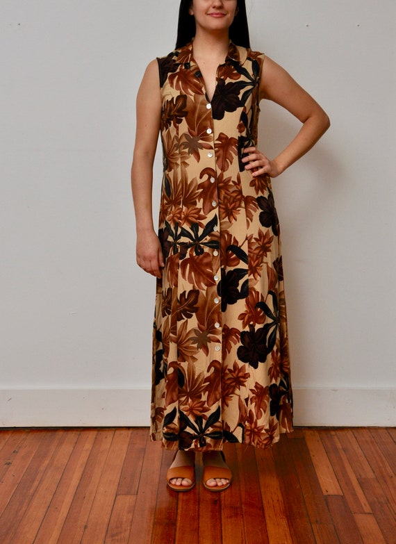 tan floral maxi dress