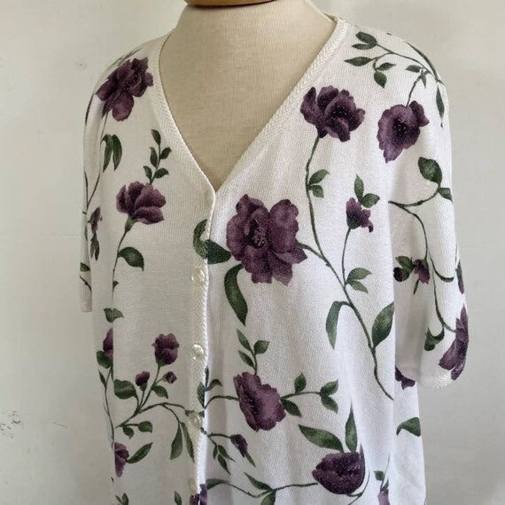 Vintage Floral Cardigan, Cottagecore Sweater, 199… - image 6