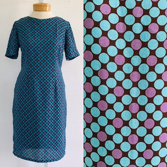 Vtg Polka Dot Dress Vintage Blue and Purple Polka Dot Dress | Etsy