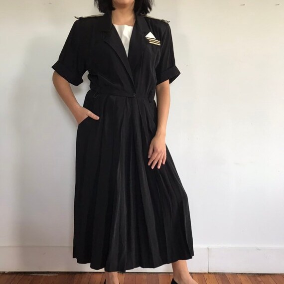 Vintage Black Midi Dress, 1980s, S.L. Fashions, S… - image 3