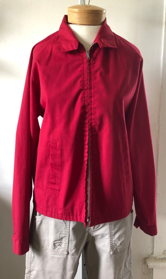 Vintage Red Windbreaker Jacket - 60s Unisex Coat … - image 2