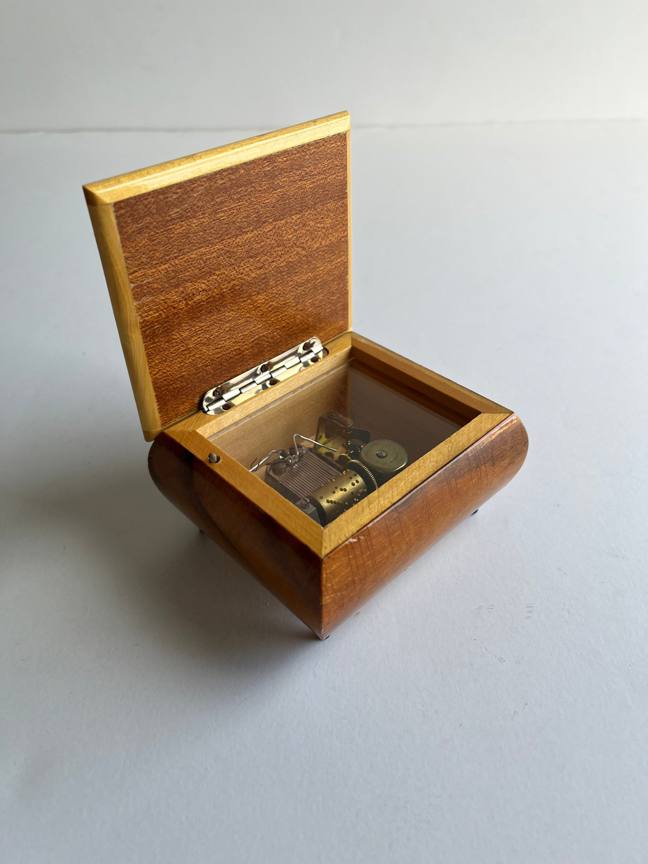 Vintage Reuge Wooden Music Box - Swiss Movement, Plays Edelweiss