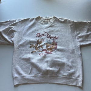 Vintage Ren and Stimpy Short Sleeve White Sweatshirt - Nostalgic Cartoon Tee