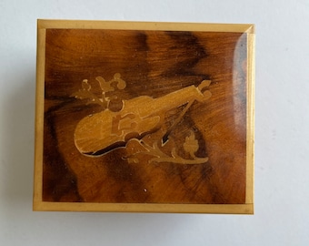 Vintage Reuge Wooden Music Box - Swiss Movement, Plays Edelweiss