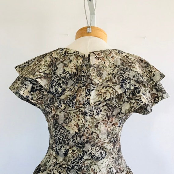 Vintage 1960s Brown Floral Pattern Dress, Retro C… - image 4