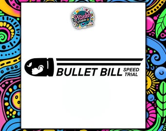 Adesivo in vinile Bullet Bill Speed Trial / Decalcomania Mario Kart Gamer