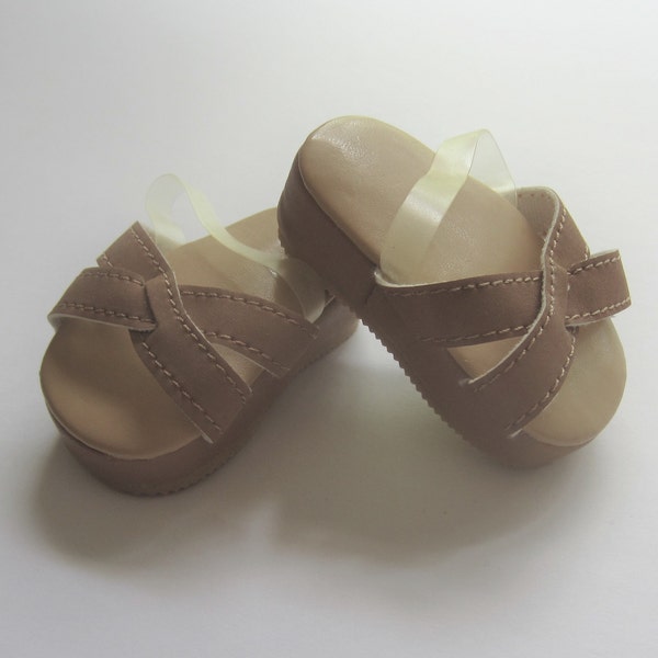 American Girl Julie Albright doll shoes, 1st edition Meet Outfit sandals for Julie Albright, tan wedge sandals, retired