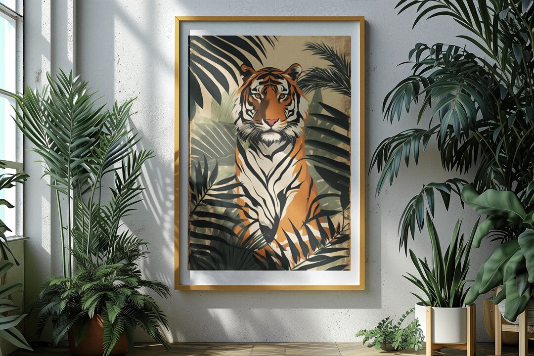 Tiger Poster – Modern Wall Decoration With Palm Trees and Jungle ...