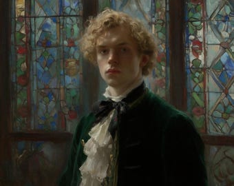 The Emerald Heir | Romantic Vintage Wall Art | Young Nobleman Portrait | Dark Academia Decor | Digital Download