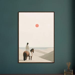 Poster incorniciato Desert Reverie - Arte minimalista della serenità - Splendida decorazione da parete con paesaggio marino