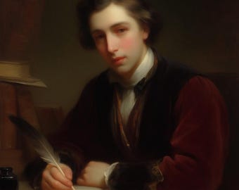 The Poet’s First Verse Vintage Art | Romantic Young Poet Portrait (Digital Download)