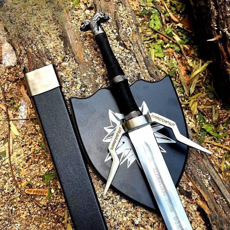 Handmade Sword Witcher 3 Sword Master Sword OF Geralt Of Rivia Feline Steel Silver sword Personalized Gift boyfriend Christmas Gift bestgift