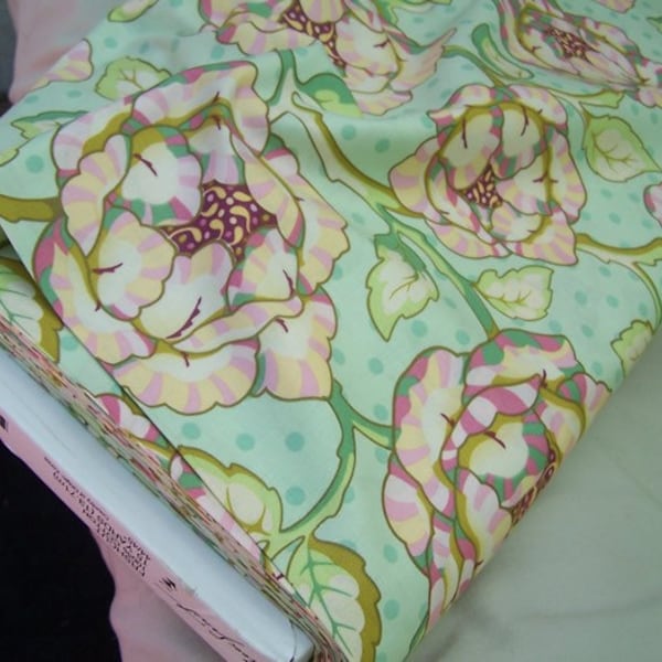 Freshcut - Cabbage Rose in Turquoise/Lavender Fabric By Heather Bailey for Free Spirit 1 yd