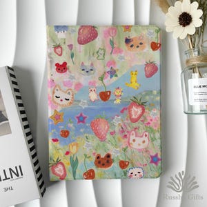 Pastellfärgat Whimsy Art iPad-skal för iPad A16-11", Air 7-11"13", iPad Pro 2024-11"13"/2022-11"12.9", iPad 10, Mini5-7, Bok-/Flip-fodral med pennfack