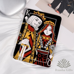 Étui pour Kindle K＆Q Card Royals Spade pour Colorsoft 2024, Kindle 8/10-12th, PW 10-12th 6-7", PW 5/6/7, Modèle KPW6 personnalisable avec dragonne