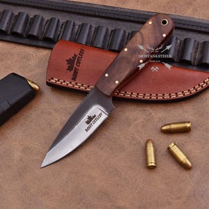 Hand Forged D2 Steel Hunting Knife with sheath, Camping Knives, Handmade Knives, Cowboy Western Knives Ideal Gift for Men, Christmas Gift