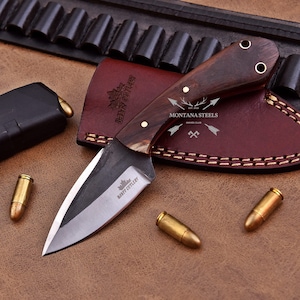 Handmade High Carbon Steel Hunting Knife with Sheath, Handmade Knives, Camping Knives, Cowboy Western Knives Gift For Men, Birthday Gift