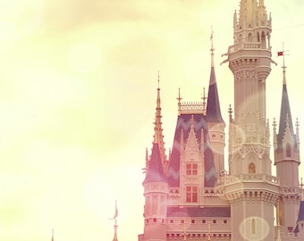 Cinderella Castle, Fine Art Photograph, Nursery, Decor, shabby Chic, childrens, castle, print, photo, art, whimsical, pink, yellow, Fantasy