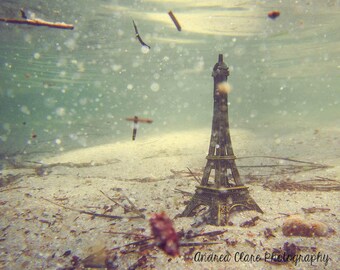 Eiffel Tower Photograph, Fine art photography, Underwater, Surreal, Architecture, Photo, Print, Ocean, France, French, Wall decor, home, art