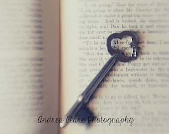 Alice in Wonderland Photograph, Fine Art Photography, Photo, Print, Art, Book, Quote, Skeleton Key, Wall Decor, Nursery, Kids, Adults, Tan
