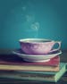 Teacup Photograph, Fine art photography, Love, hearts, smoke, valentines, old books, Print, photograph, photo, retro, gift for couple, tea 
