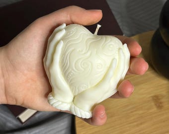 Hands with Heart Candle – Figurative Candle Made of Soy Wax without Glass, Valentine's Day Gift Idea