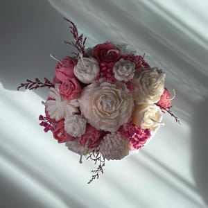 Candle bouquet in a pink rapeseed wax box – handmade – flower candle bouquet – candle flower bouquet – decoration & gift idea image 9