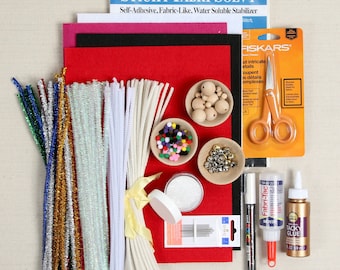 MmmCrafts // Twas the Night Ornaments // Notions Bundle // Felt Crafts // Stitch n' Stick、針、木製ビーズ、シェニールステム、クリスマス