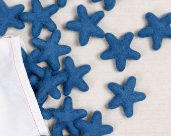 Felt Stars, Marine Bundle // Felt Shapes // DIY Garland, Star Hair Accessory, Kids Crafts, Wool Star Beads, Baby Mobile, Star Banner