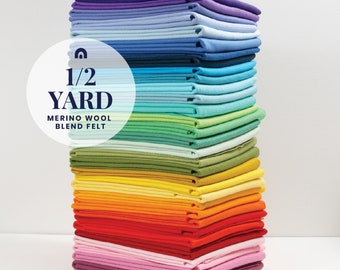 Felt by the Yard // 1/2 yard // Wool Blend Felt, Merino Fabric, Felt Yards, Large Sheets of Felt, Felt Yardage, Wool Felt, Felt Fabric