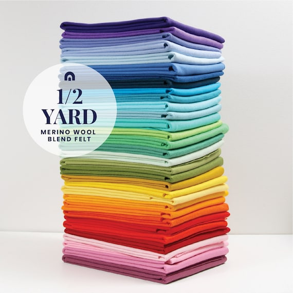 Felt by the Yard // 1/2 Yard // Wool Blend Felt, Merino Fabric