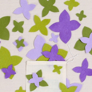 Felt-fetti Flower Sepals, die cut shapes // Felt-Fetti by Benzie // Wool Blend Felt, Hair Crafts, Garland Kit, Party, DIY Crafting