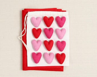 Conjunto de 12 peças Sweethearts Mix // Formas de feltro // Pompons de feltro de lã, guirlanda DIY, decoração para quarto de bebê, móbile, adereços para fotos