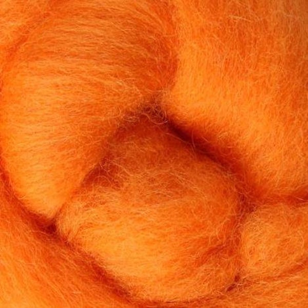 Wool Roving // Tangerine Corriedale Roving // Wool Roving Sliver, Needle Felting, Wet Felting, Felted Animals, Wool Sculpture, Fiber Weaving