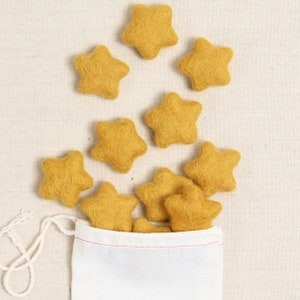 Tiny Stars, Mustard// Felt Shapes // DIY Garland, Star Hair Accessory, Kids Crafts, Wool Star Beads, Fourth of July Decor, Starfish image 1