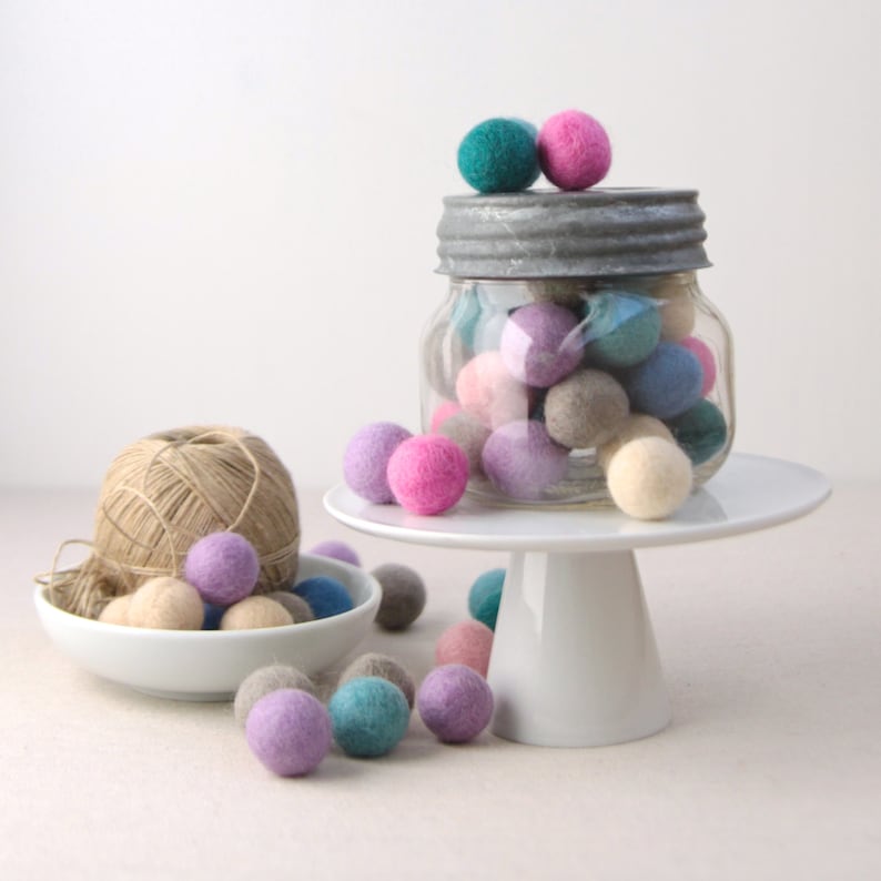 Felt Pom-Poms, Small // Pack of 50 // Wool Felt Balls by Benzie // Felt Garland, Felt Balls, DIY Felt Garland Kit, Felted Balls, Felt Bead image 3