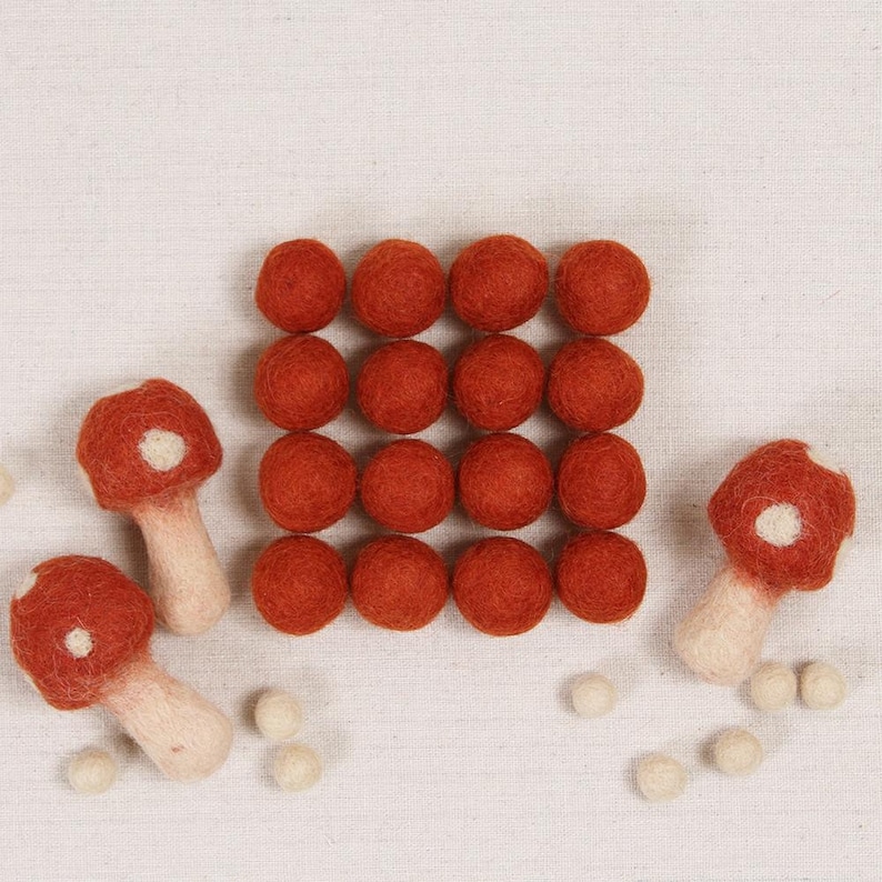 Felt Balls // Russet // Felt Pom Poms, DIY Pom Garland, Felt Supplies, Wool Felt Beads, Benzie Felt, Felt Flower Supplies, Felting Balls image 1