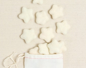 Tiny Stars, White // Felt Shapes // DIY Garland, Star Hair Accessory, Kids Crafts, Wool Star Beads, Fourth of July Decor, Starfish