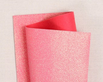 Glitter Felt // Coral Pink // Bellwether,  9x12" Glitter Felt Sheets, Sparkly Accents, Felt Flowers, Felt Stitching, Glitter Felt Crafts