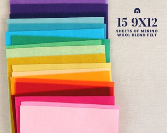 Wool Felt Sheets // 15 9x12" Sheets // Choose your own colors // Wool Felt Sheets, Felt Sampler, Rayon Fabric, Craft Felt, Colorful Supplies