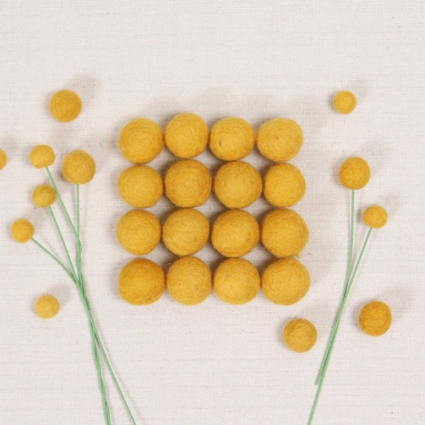 Pompons en feutre // Jaune moutarde // Pompons en feutre, Fournitures pour fleurs en feutre, Centres de fleurs, Guirlande DIY, Perles en feutre, Pompons, Artisanat mobile, Bricolage pour enfants