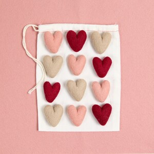 Sweethearts, Rosewood Mix, 12 pack // Felt Shapes // Wool Felt Pom Poms, DIY Garland, Nursery Decor, Mobile, Photo Props image 2