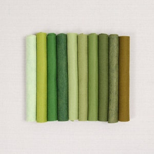Medley Palette// Tones + Tints: Moss // Merino Wool Felt, Felt Flowers, Felt Bunting, Wool Blend Felt Sheets, Felt Crafting, Felt Stitching