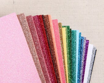 Fieltro con purpurina // Colección completa // Bellwether, láminas de fieltro con purpurina brillante, 32 colores, fieltro de lana merino, detalles con purpurina, manualidades con fieltro para el cabello