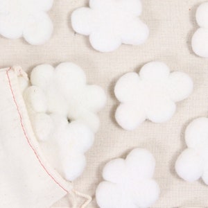 White Felt Cloud // Felt Shapes // Felt Pom Poms, Baby Mobile, DIY Garland, Felt Rainbow, Wool Shapes, Wool Cloud, Nursery Decor