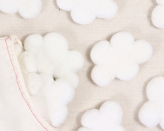 Nube de fieltro blanco // Formas de fieltro // Pompones de fieltro, Móvil para bebé, Guirnalda DIY, Arcoíris de fieltro, Formas de lana, Nube de lana, Decoración para habitación infantil