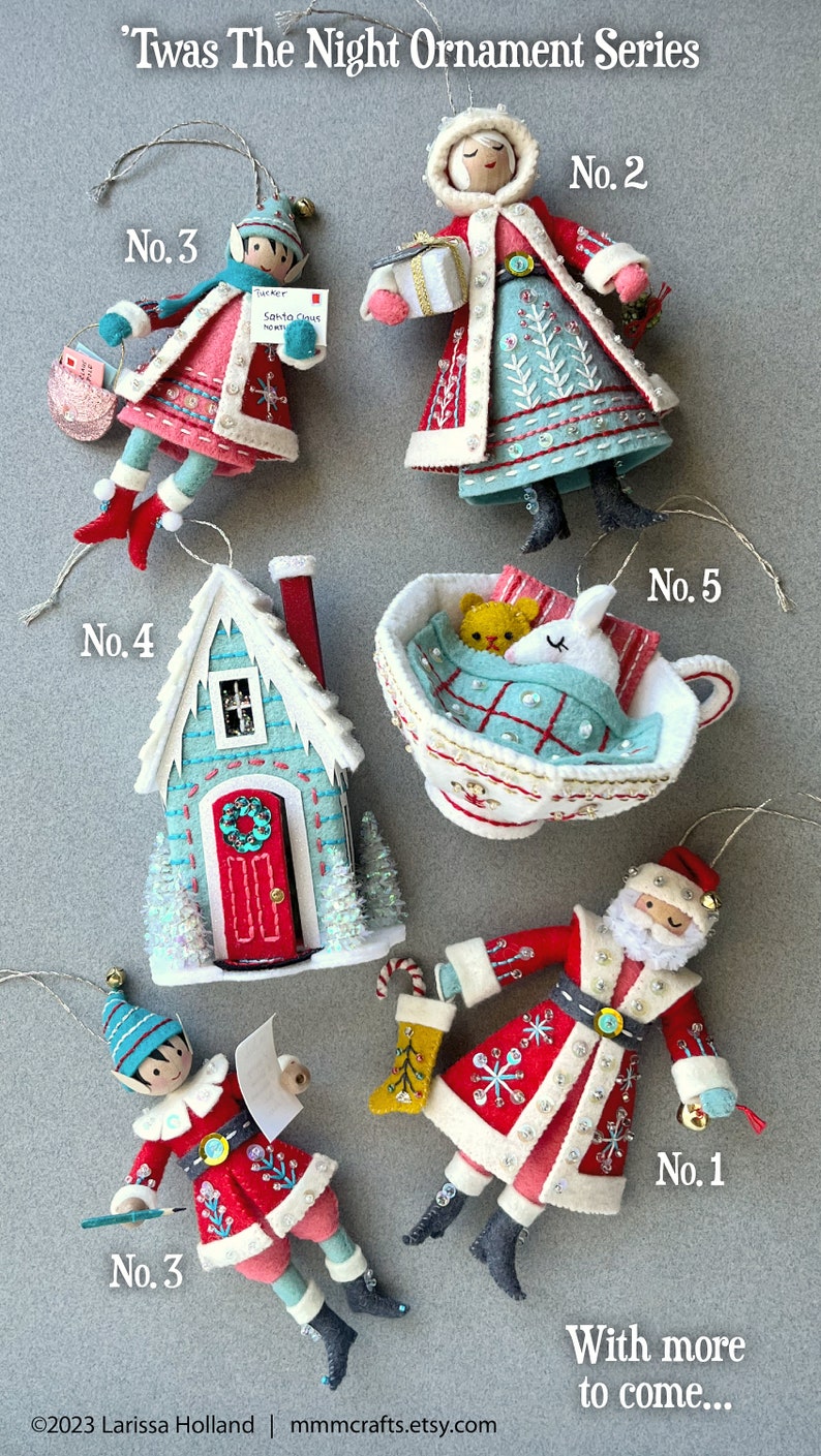 MmmCrafts // Twas the Night // Wool Felt // Benzie Guest Curator // Santa, Christmas, Ornament, felt crafts, Mrs Claus, Elves, House, Mouse image 7