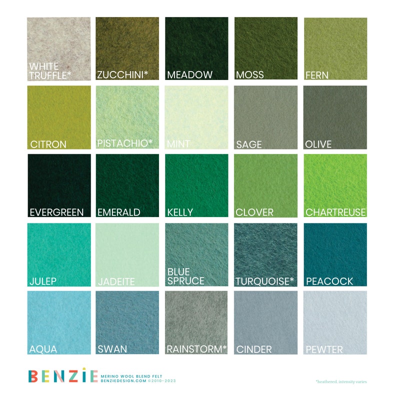 Felt Swatch Chart // Benzie // Color Samples, Felt Fabric Swatches, Merino Wool Blend Felt, Felt Color Chart, Color Card Set, Swatch Book image 7